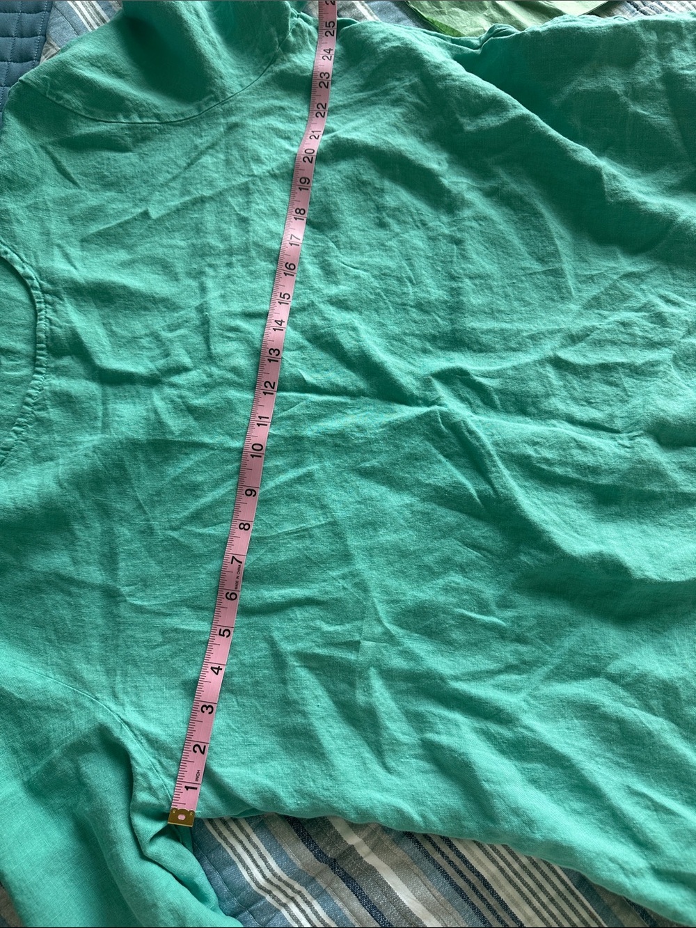 bryn Walker Teal Green Linen Tunic Top - Picture 5 of 5